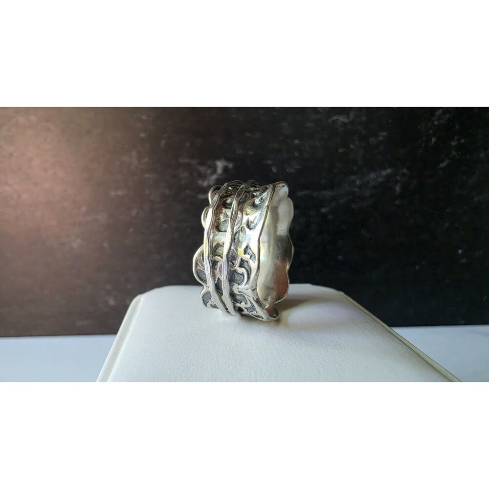 PZ Paz Creations Israel 925 Sterling Silver Spinner Ring, Size US 9.75 Vintage